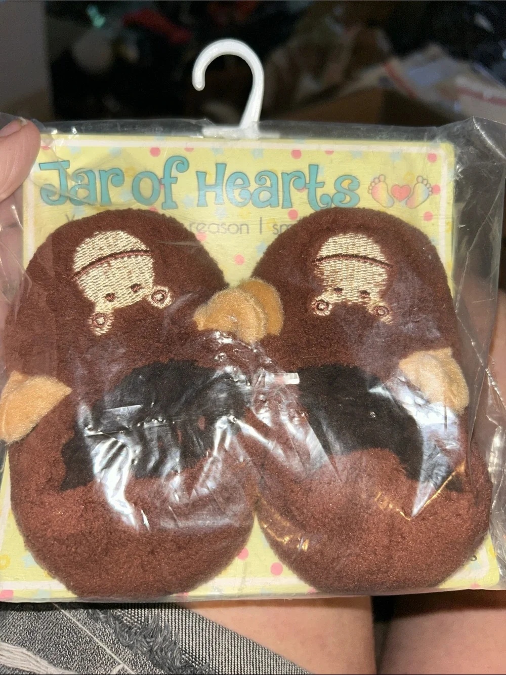Jar of Hearts Brown Monkey Baby Booties